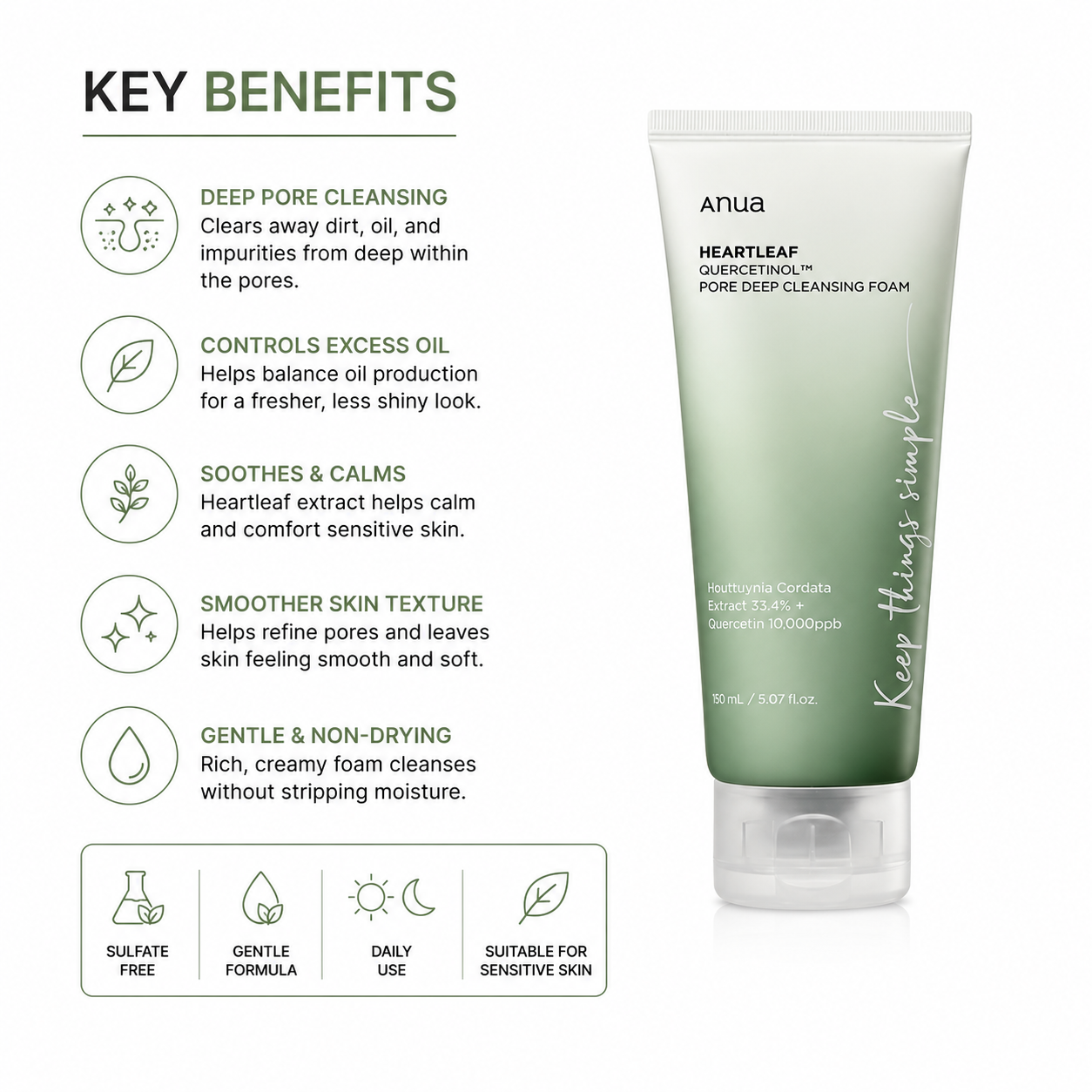 Anua Heartleaf Quercetinol Pore Deep Cleansing Foam