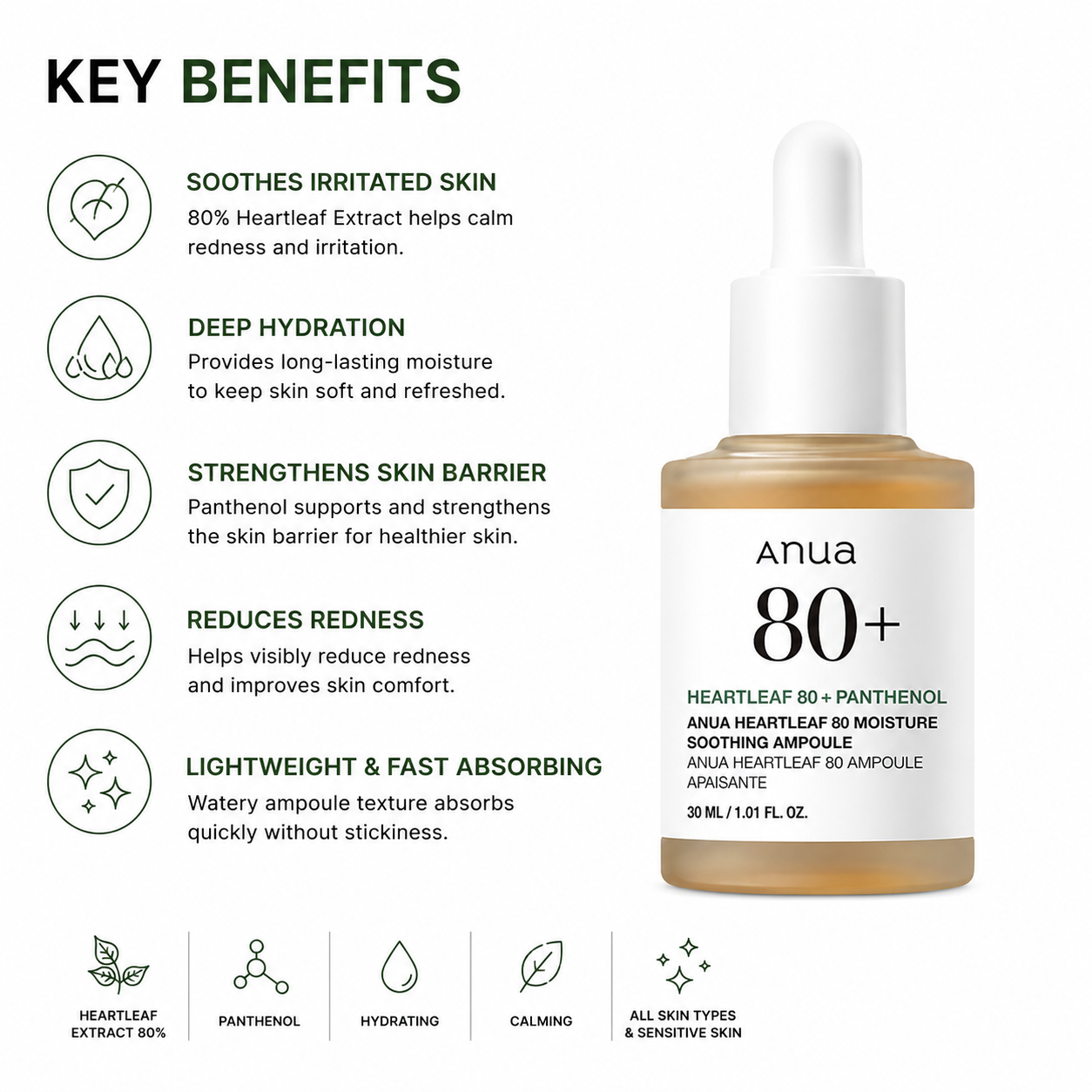 Anua Heartleaf 80 Moisture Soothing Ampoule (30ml)