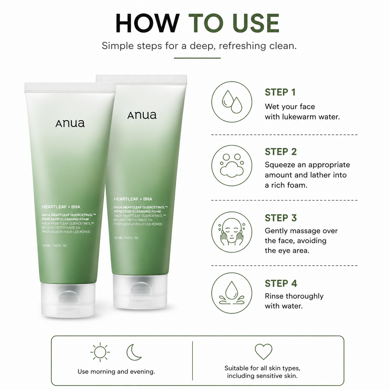 Anua 2pcs Facial Cleanser Set (2 x 150ml)
